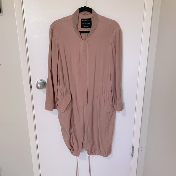 AllSaints Elio Bomber Parka Coat in dusty rose - sz 2 - Picture 5 of 15